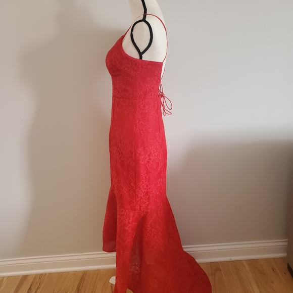 Bariano Australia open back lace prom red dress - Picture 3 of 10